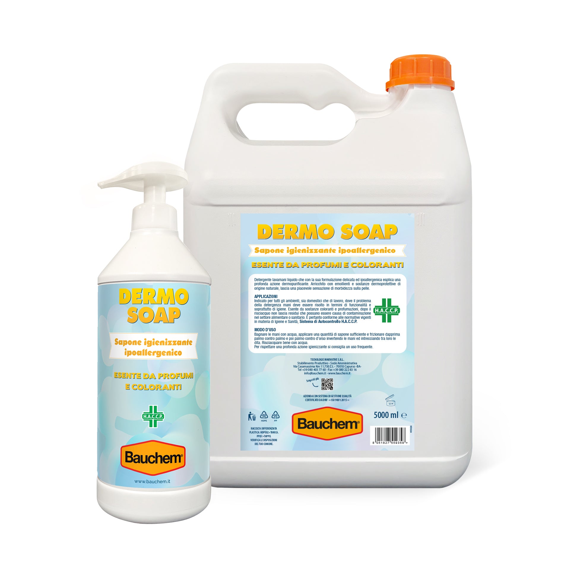 DERMO SOAP. Sapone lavamani igienizzante ipoallergenico - Esente da profumi e coloranti