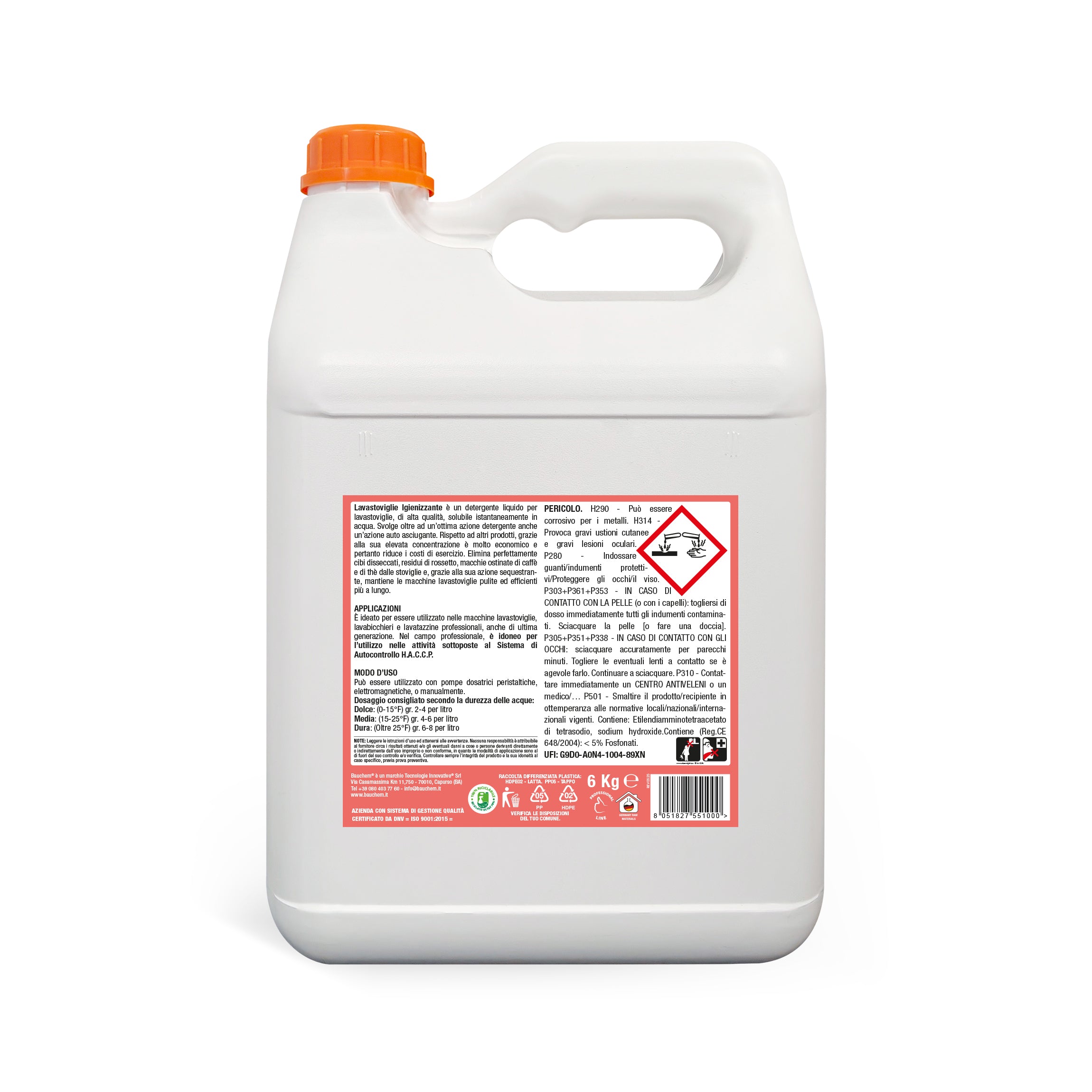 LAVASTOVIGLIE IGIENIZZANTE. Detergente liquido professionale, formula concentrata