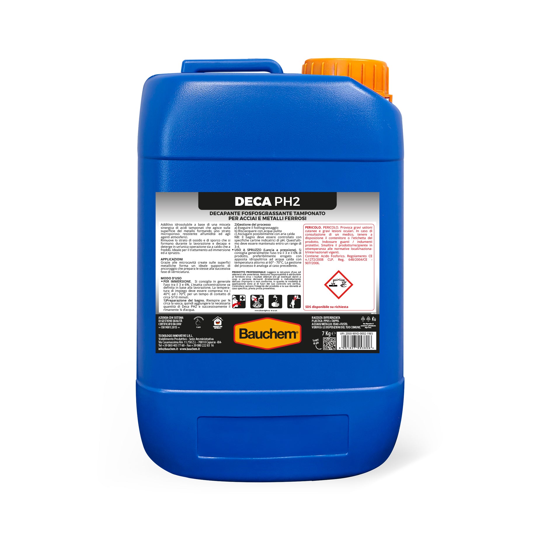 DECA PH2. Decapante fosfosgrassante tamponato per acciai e metalli ferrosi