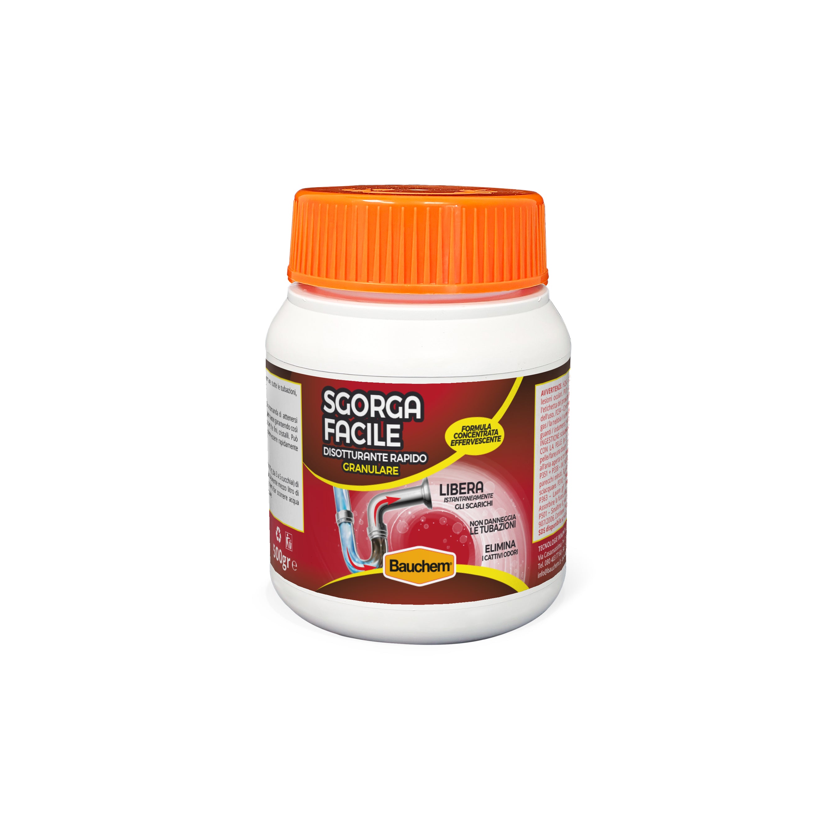 SGORGA FACILE DISOTTURANTE RAPIDO GRANULARE. Libera istantaneamente gli scarichi.  Non danneggia le tubazioni, elimina i cattivi odori.