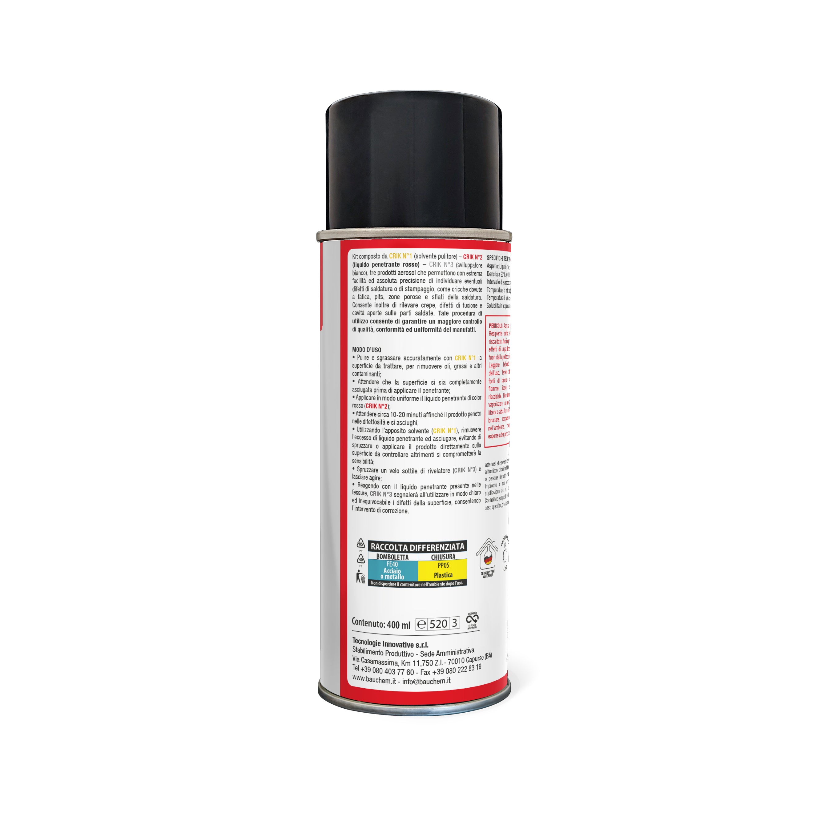Crik N2 - 400 ml. Rivelatori di cricche - Liquido penetrante rosso