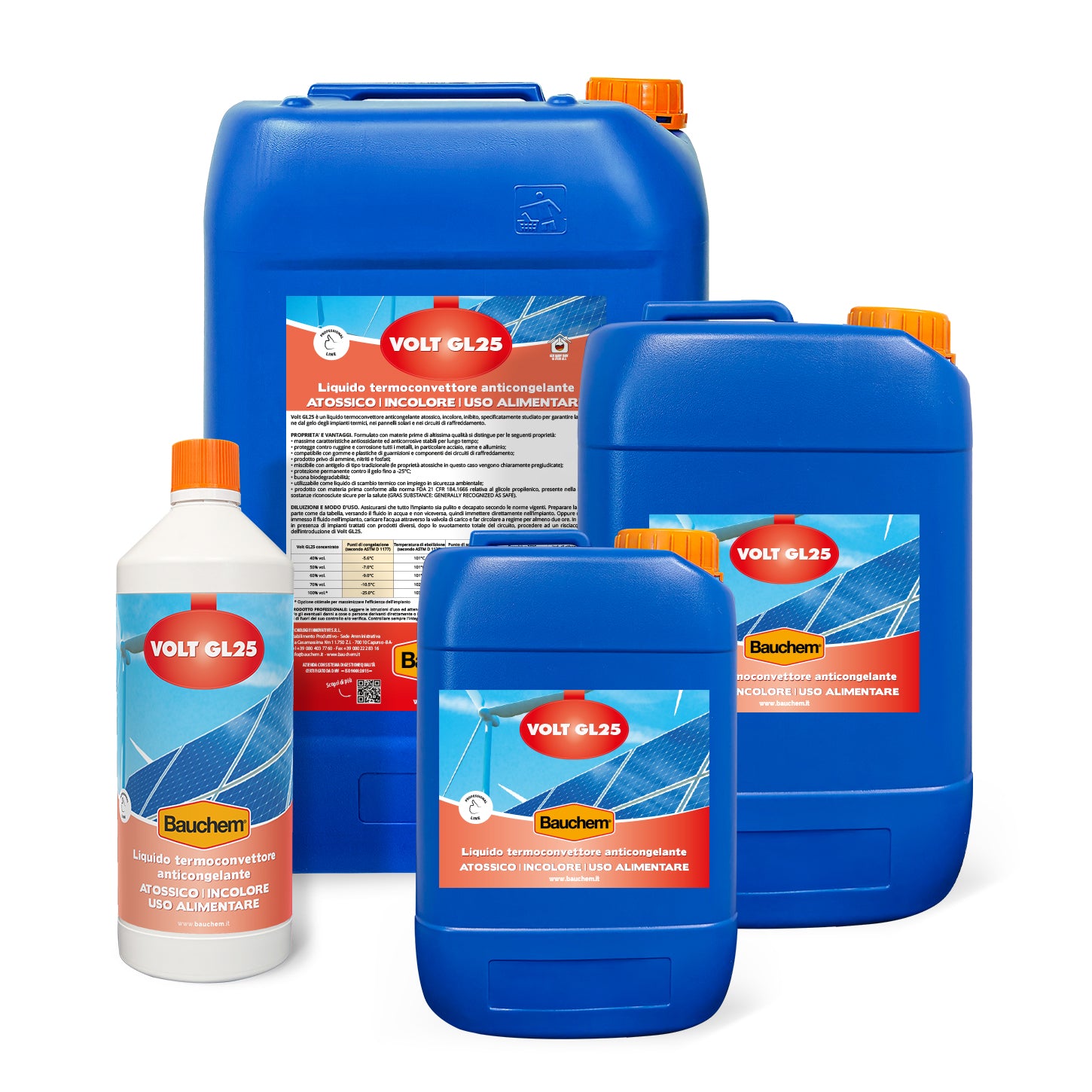 VOLT GL25. Liquido termoconvettore anticongelante - Atossico, incolore anche per uso alimentare