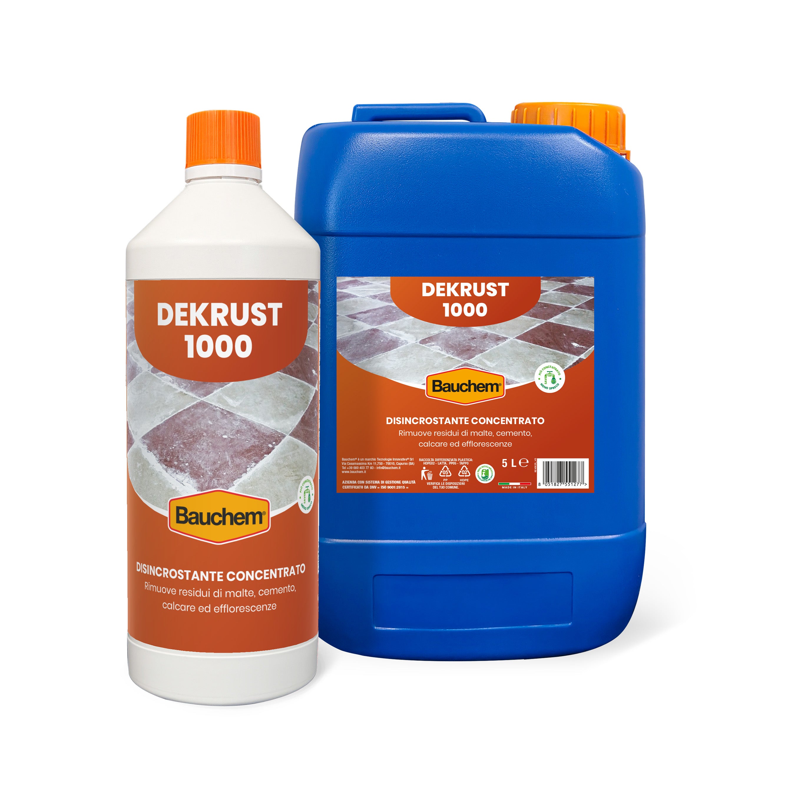 DEKRUST 1000. Disincrostante acido forte per pavimenti, rivestimenti e materiali edili. Formula concentrata.