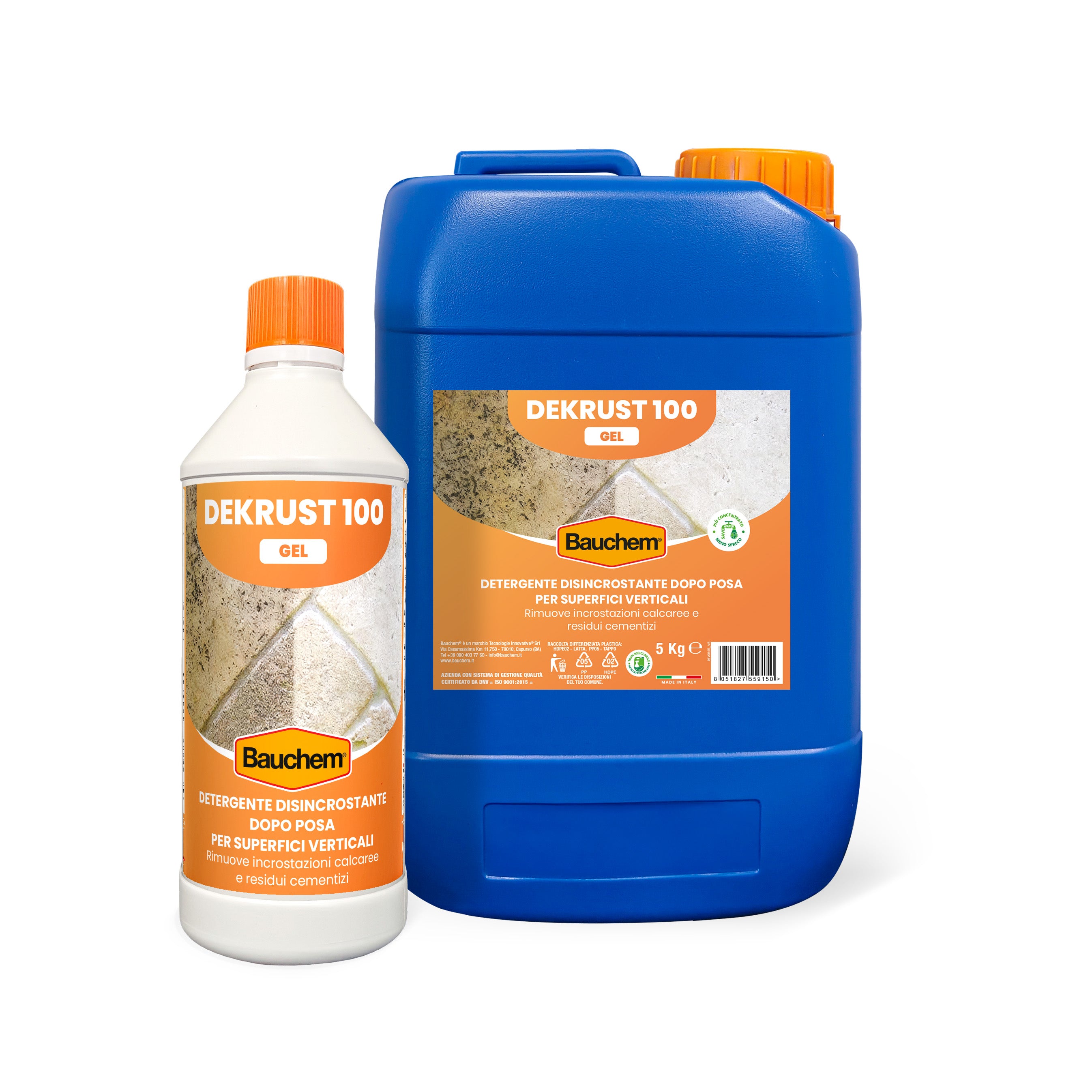 DEKRUST 100 GEL. Detergente disincrostante gel dopo posa per pavimenti e rivestimenti