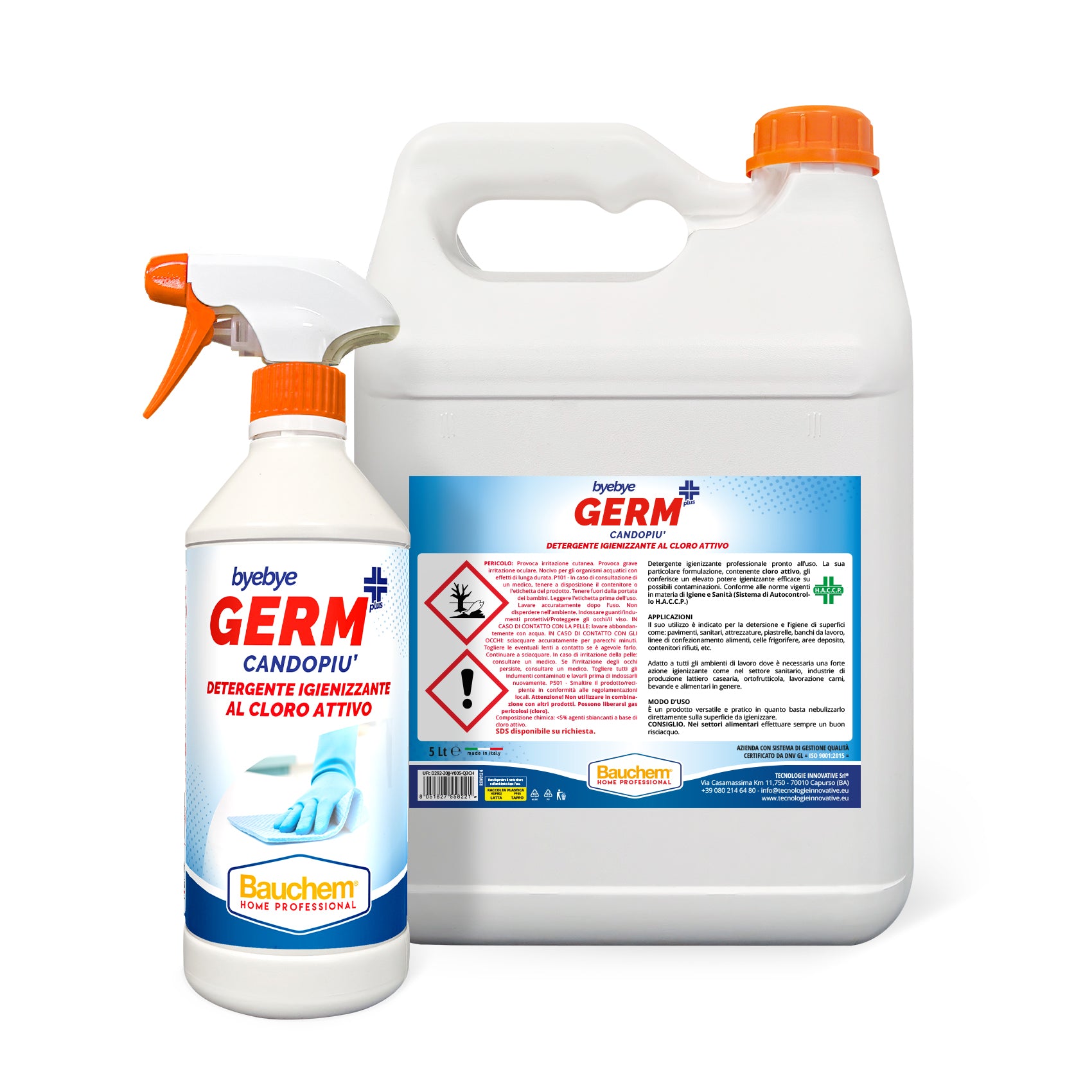 CANDOPIÙ CLORO ATTIVO BYE BYE GERM. Detergente igienizzante al cloro attivo