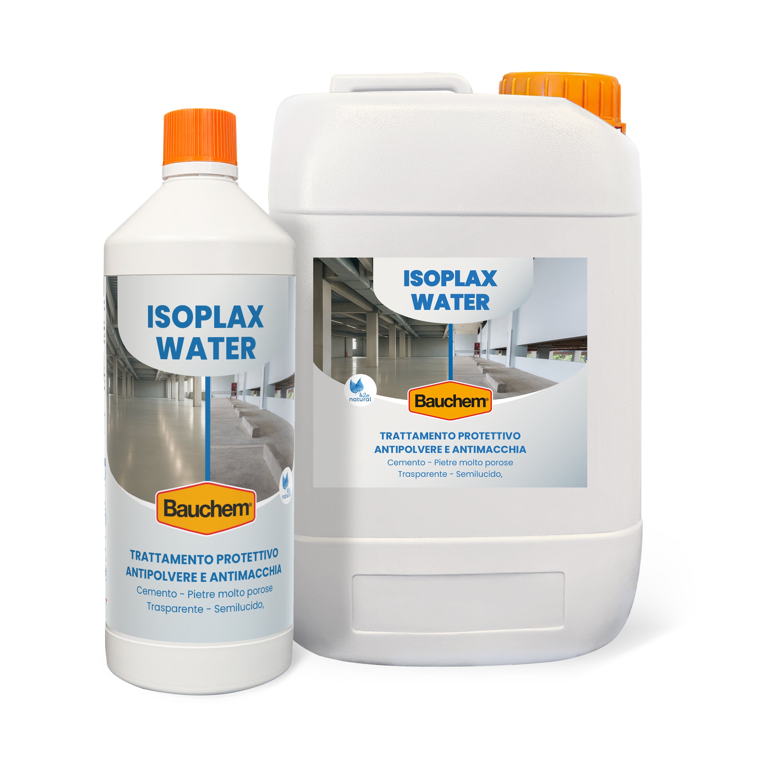 ISOPLAX WATER. Trattamento protettivo antipolvere impregnante antimacchia per cemento e pietre molto porose. Effetto semilucido.