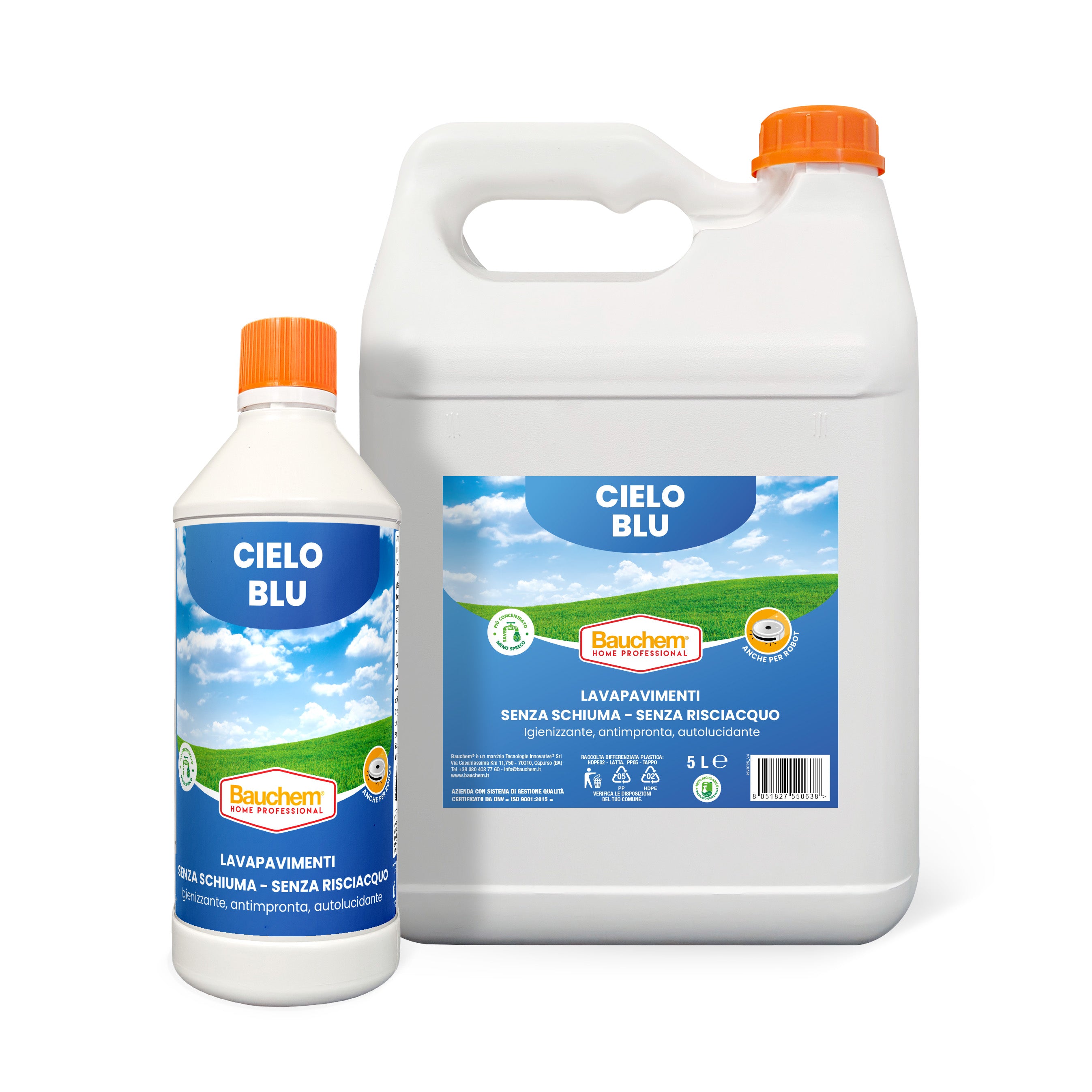 CIELO BLU. Lavapavimenti igienizzante auto lucidante, anti impronte, senza risciacquo