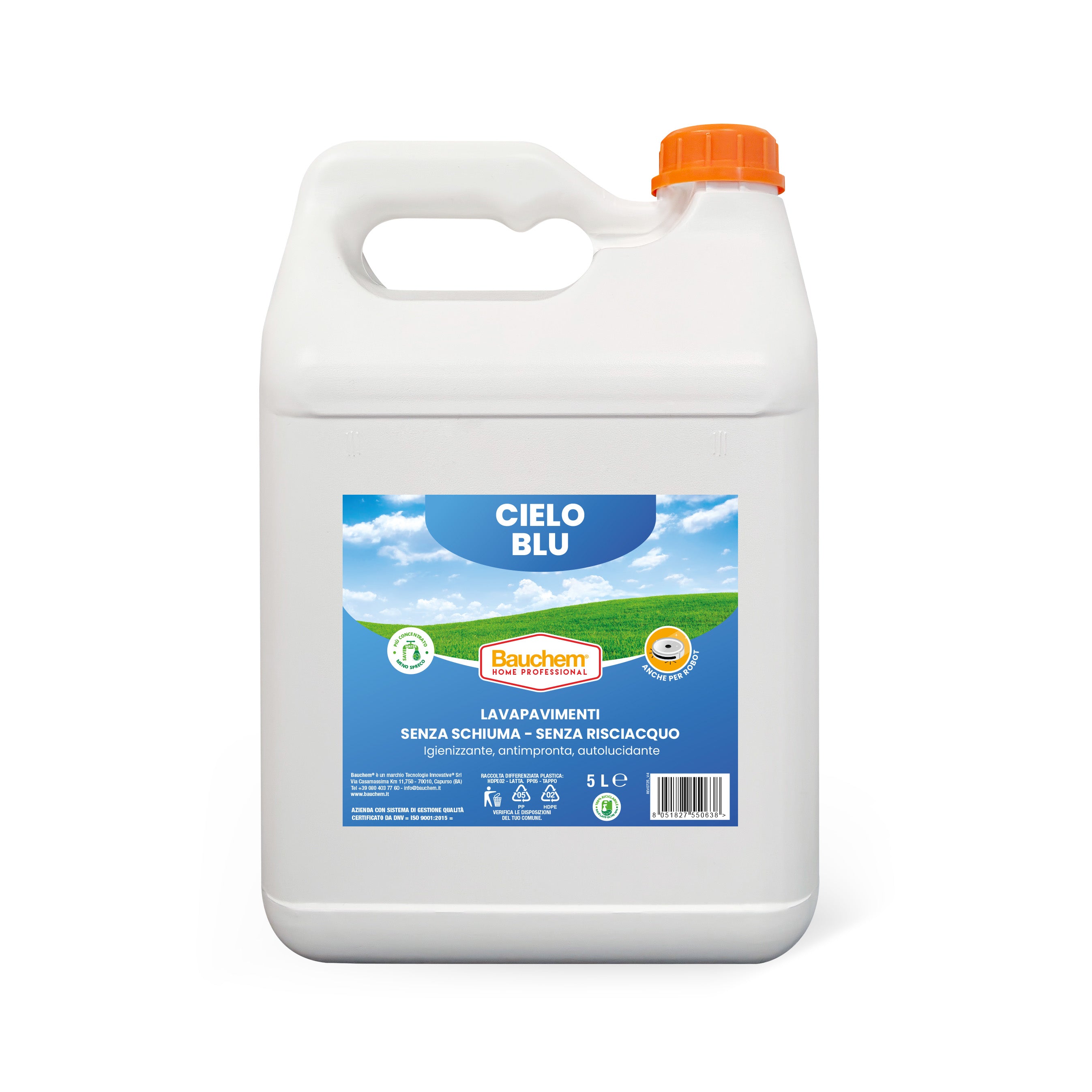 CIELO BLU. Lavapavimenti igienizzante auto lucidante, anti impronte, senza risciacquo