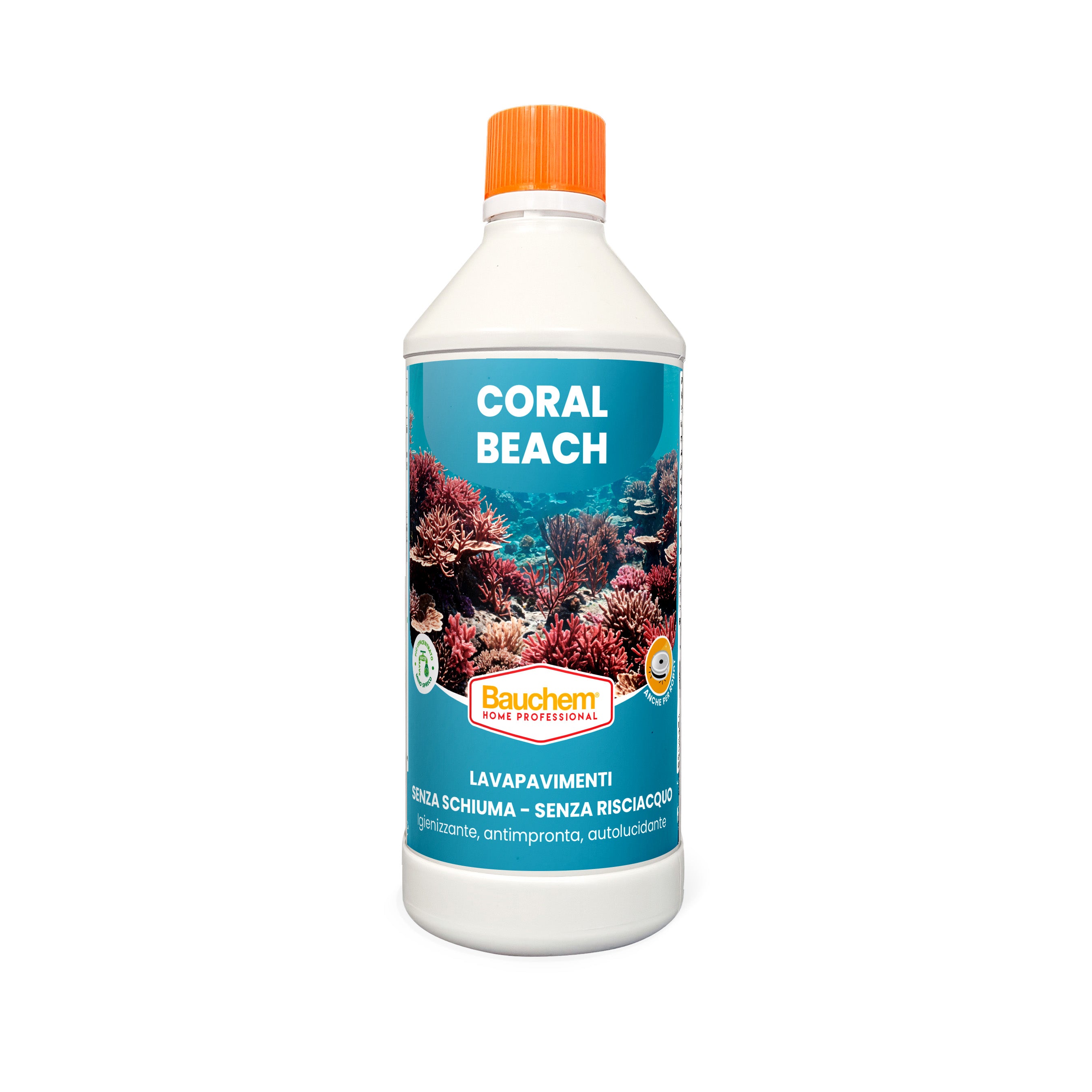 CORAL BEACH. Lavapavimenti igienizzante autolucidante, antimpronte senza risciacquo