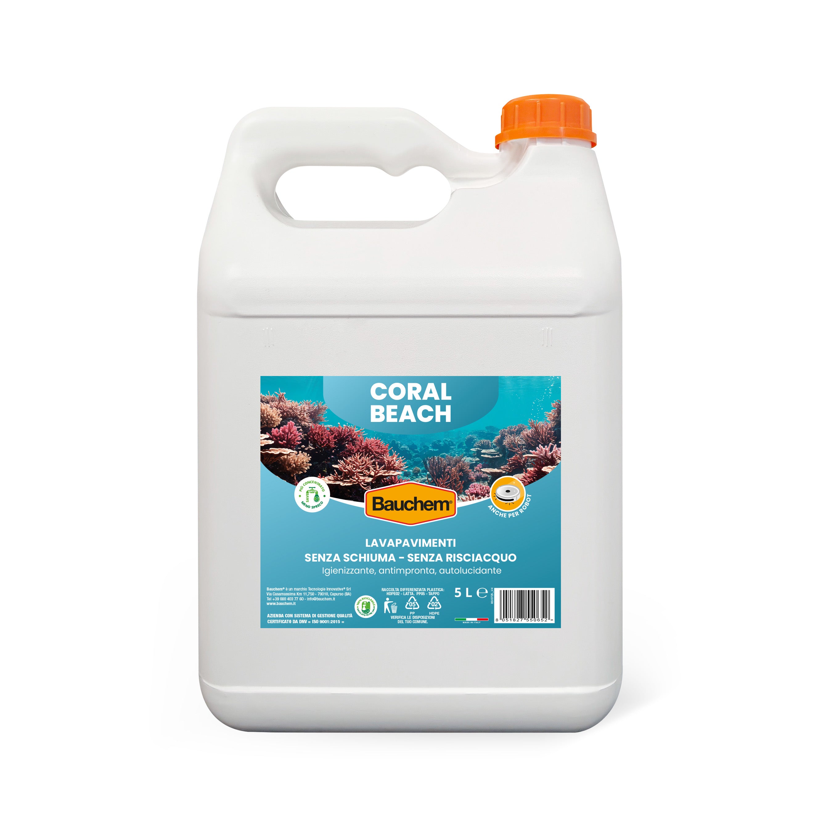 CORAL BEACH. Lavapavimenti igienizzante autolucidante, antimpronte senza risciacquo