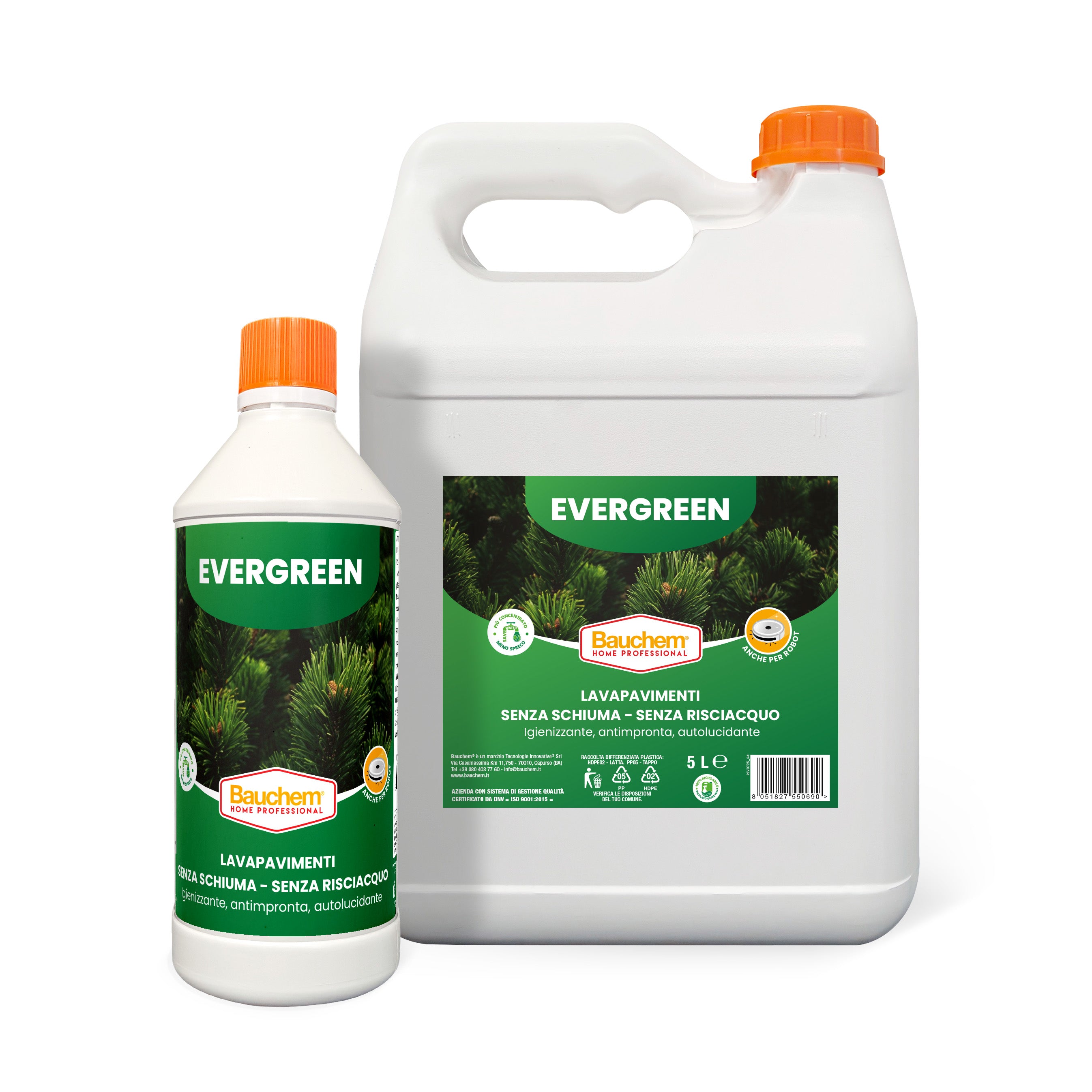 EVERGREEN. Lavapavimenti igienizzante autolucidante, antimpronte senza risciacquo