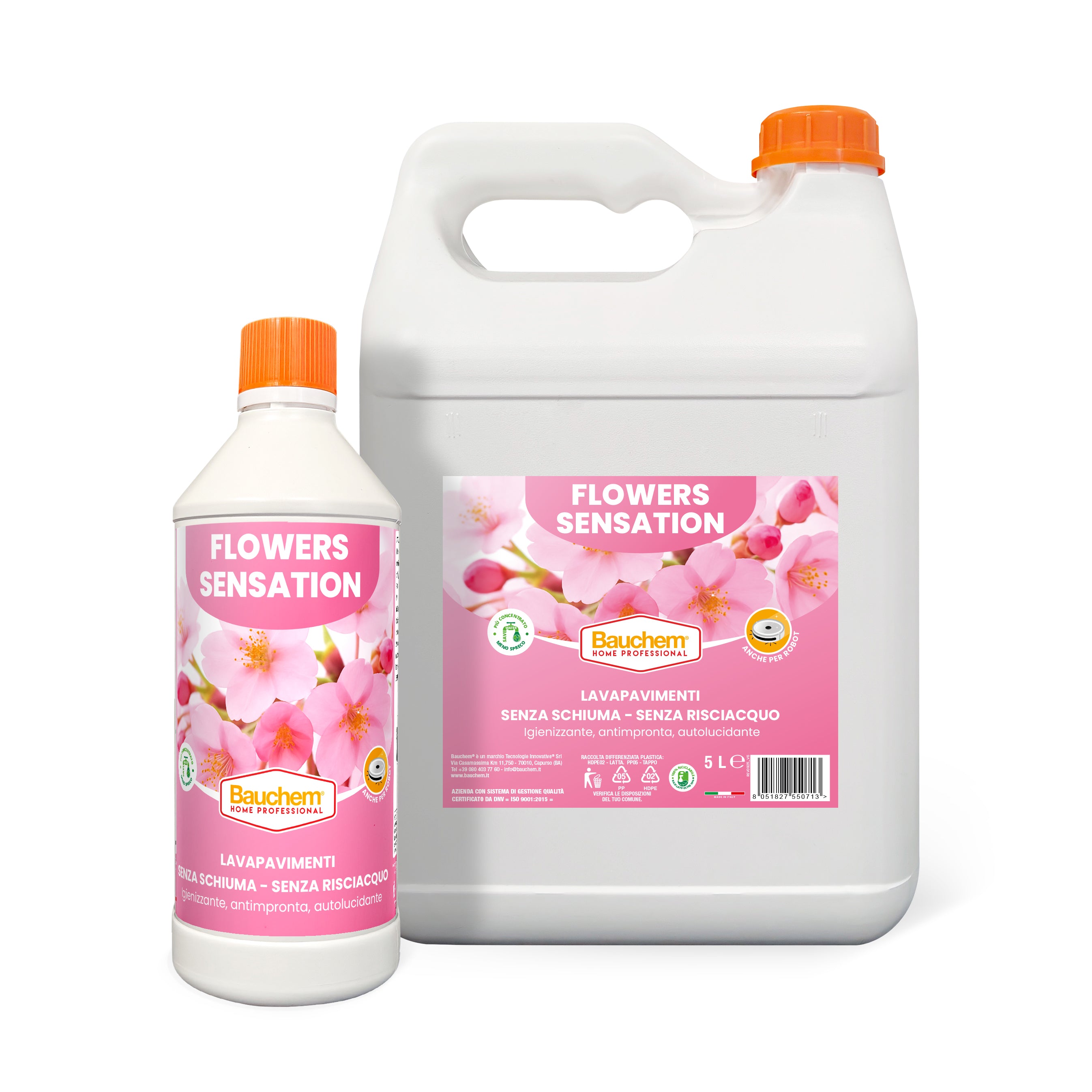 FLOWERS SENSATION. Lavapavimenti igienizzante autolucidante, antimpronte senza risciacquo