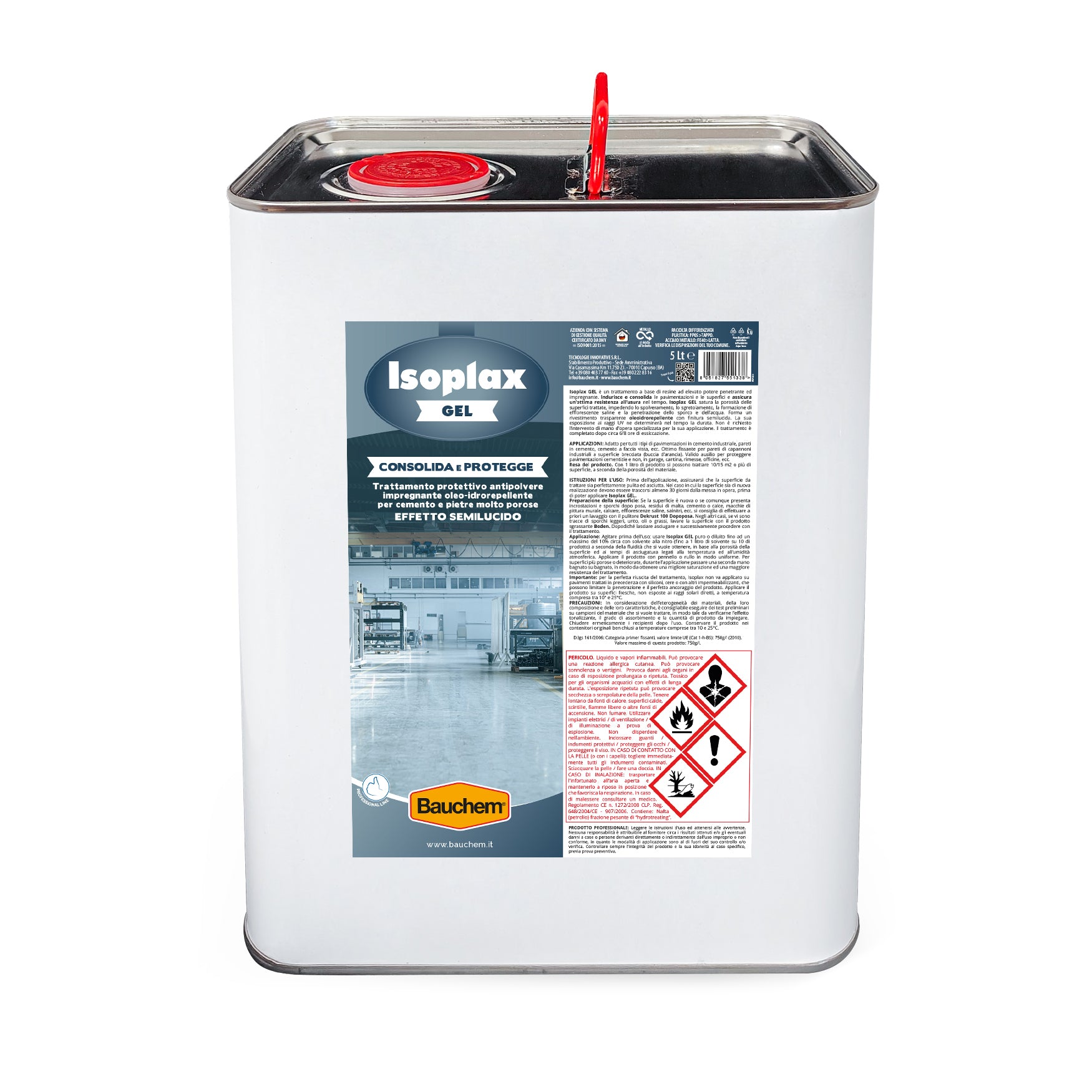 ISOPLAX GEL EFFETTO SEMILUCIDO. Indurisce e consolida le pavimentazioni e le superfici in cemento e pietre molto porose