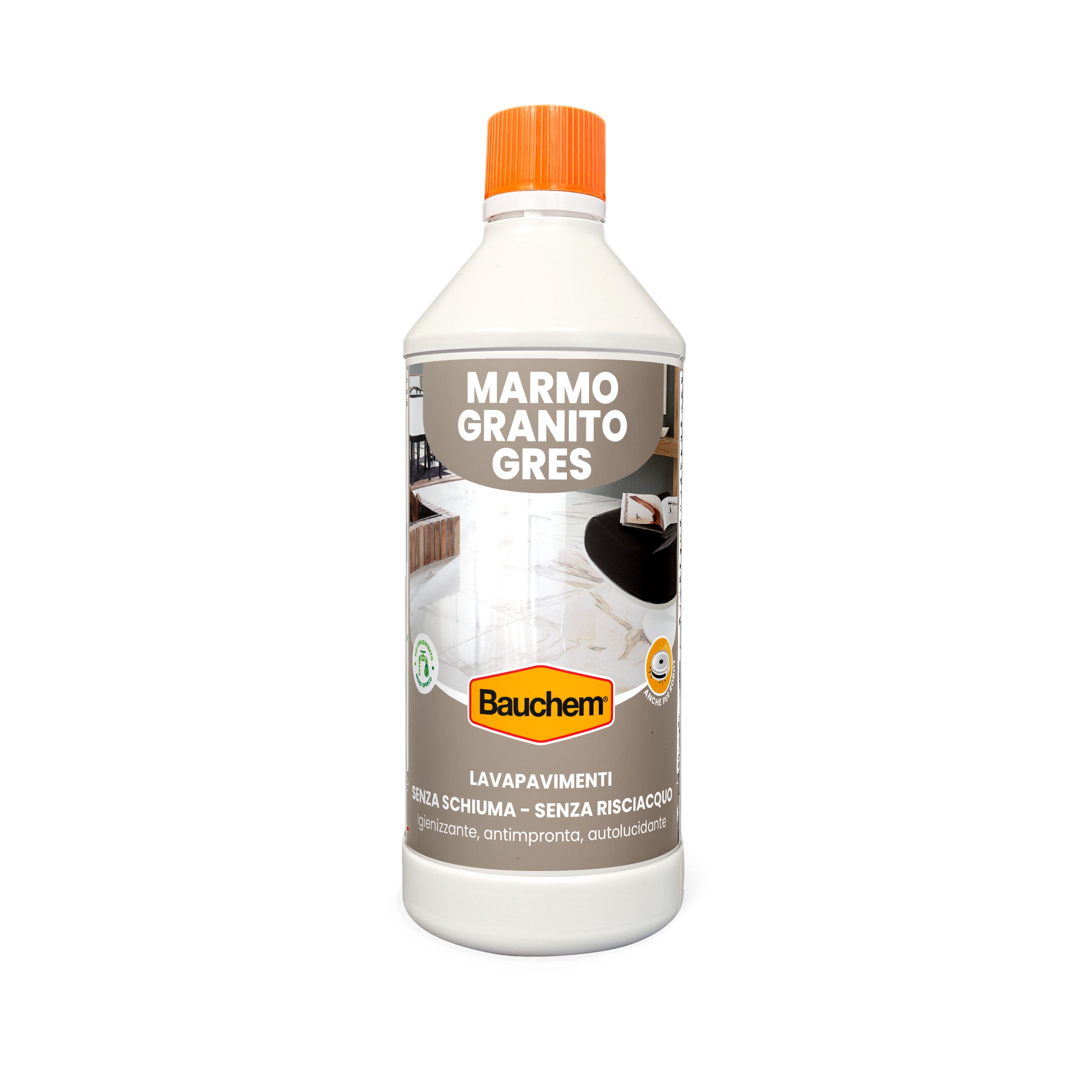 MARMO GRANITO GRES. Lavapavimenti igienizzante autolucidante  Antimpronta - Senza schiuma - Senza risciacquo