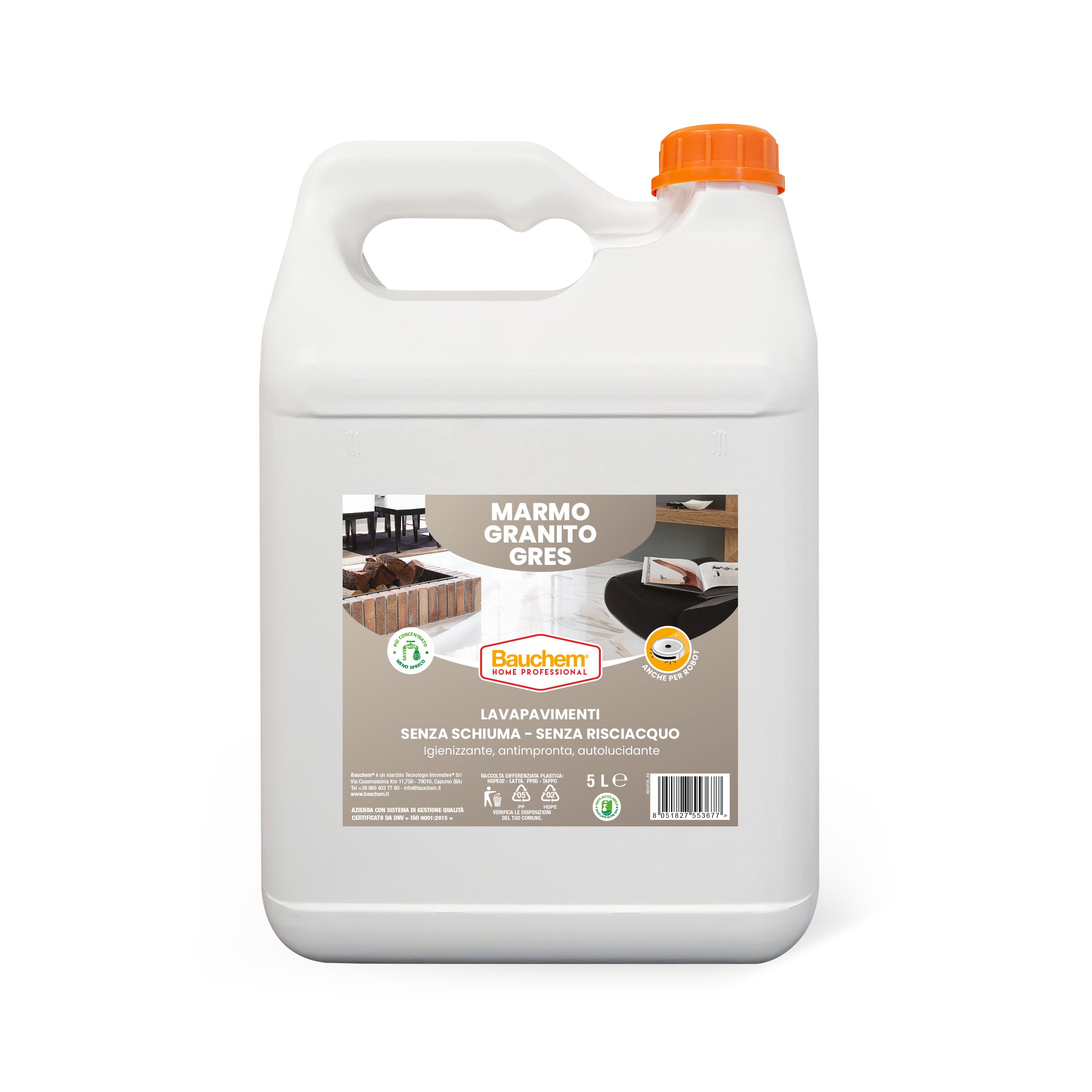 MARMO GRANITO GRES. Lavapavimenti igienizzante autolucidante  Antimpronta - Senza schiuma - Senza risciacquo