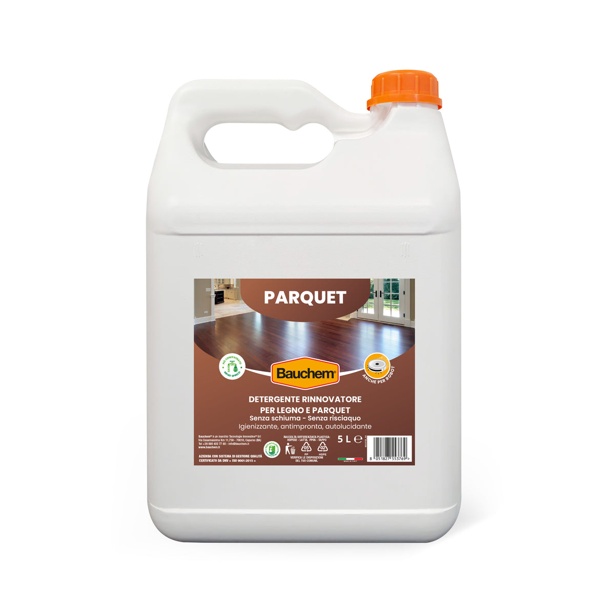 PARQUET. Detergente igienizzante autolucidante.  Antimpronta - Senza schiuma - Senza risciacquo