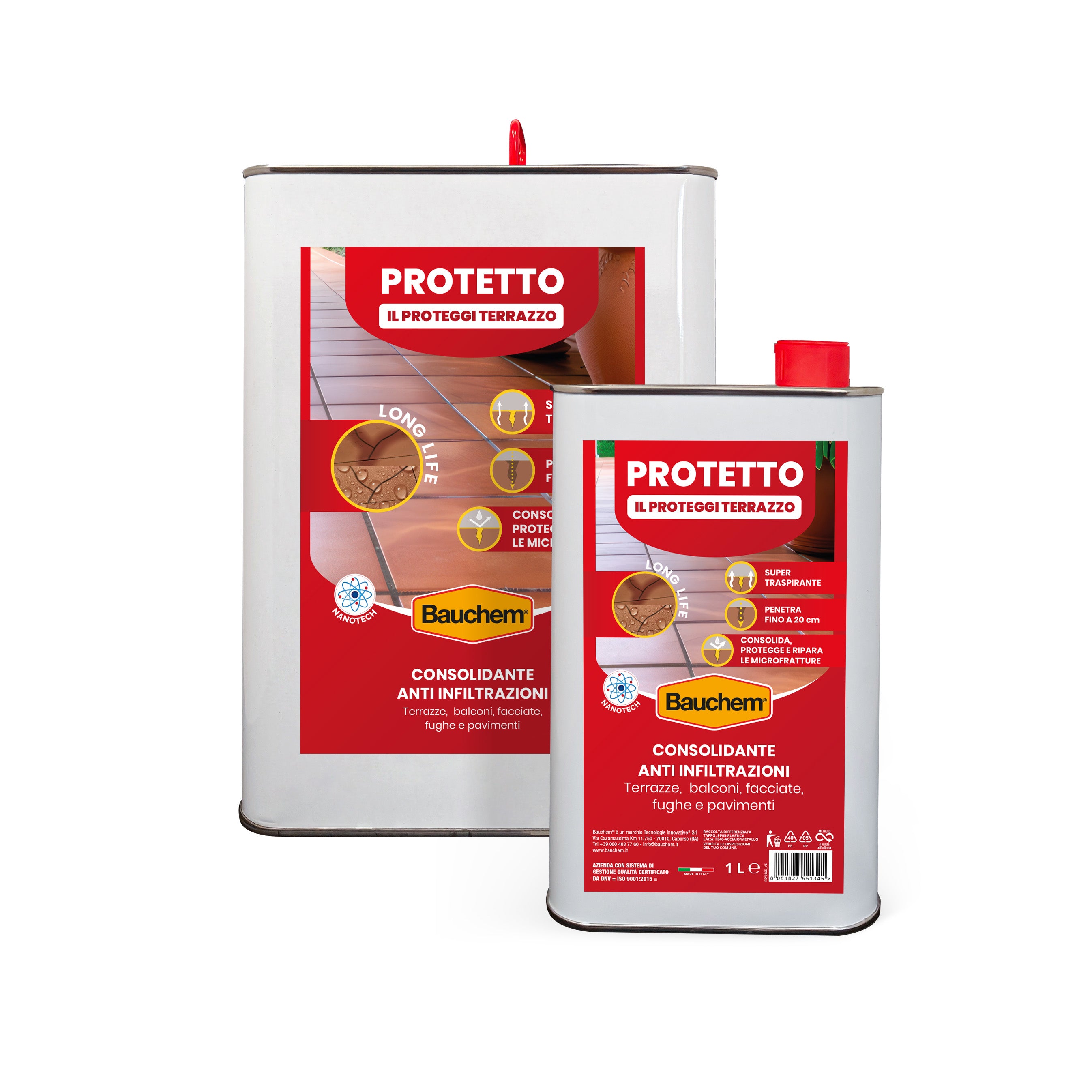 PROTETTO IL PROTEGGI TERRAZZA. Trattamento idrorepellente consolidante ad alta penetrazione, di lunga durata.