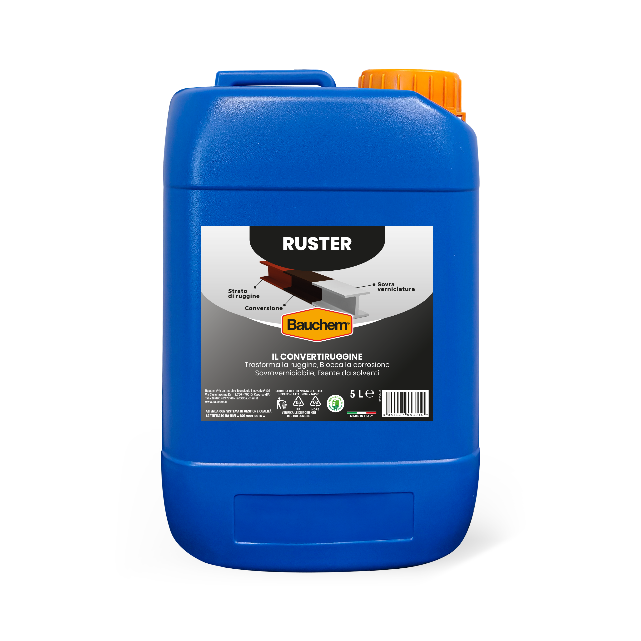 RUSTER. Convertitore di ruggine fosfatante. Trasforma la ruggine e arresta la corrosione. Sovra verniciabile