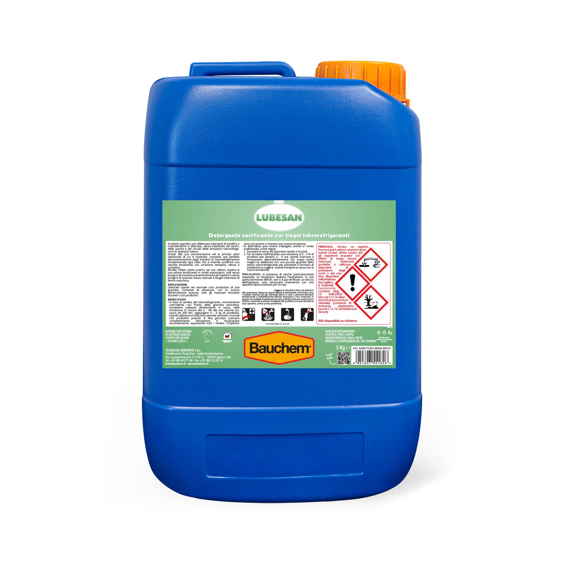LUBESAN. Detergente sanificante per bagni lubrorefrigeranti