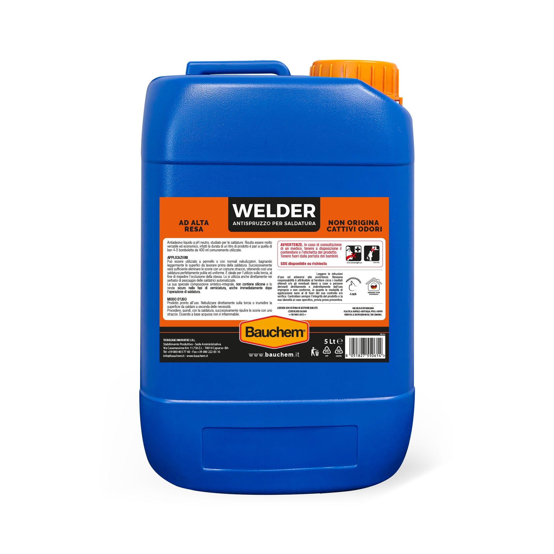 WELDER. Antiadesivo liquido per saldature. Non siliconico, ad alta resa