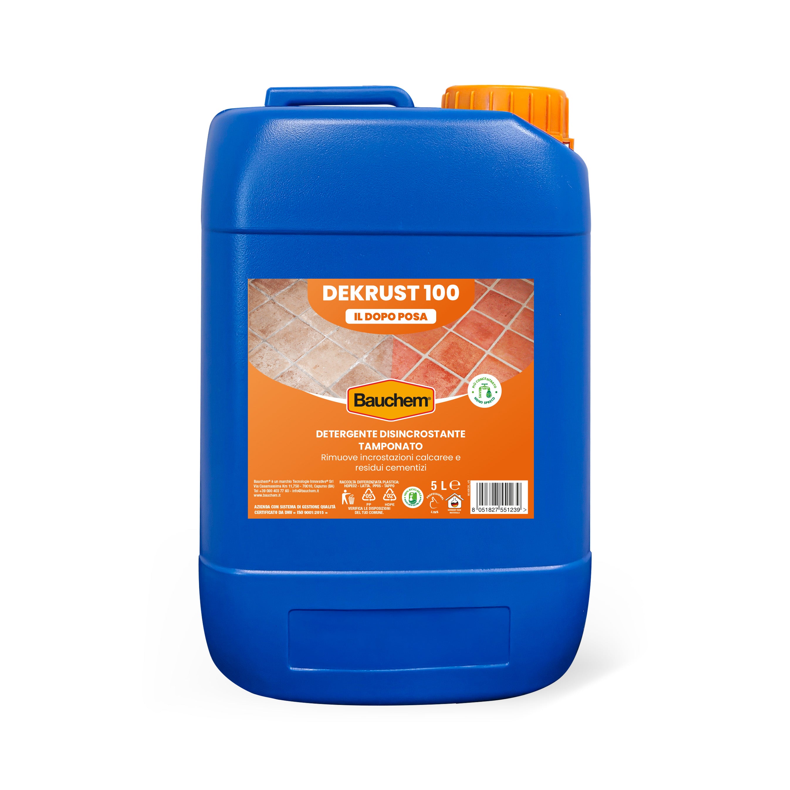 DEKRUST 100 IL DOPOPOSA. Detergente disincrostante dopo posa per pavimenti e rivestimenti. Formula concentrata.