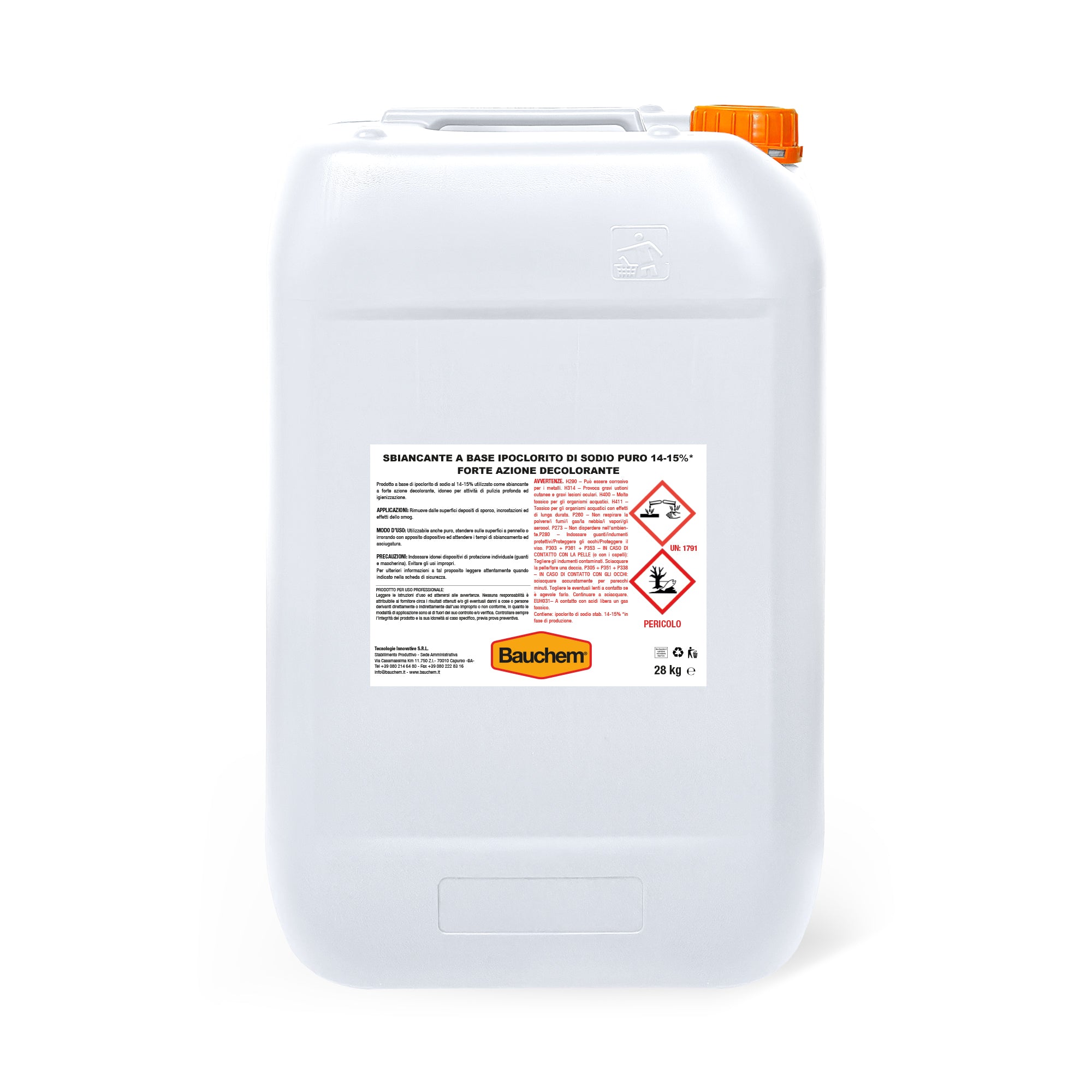 SBIANCANTE IPOCLORITO SODIO PURO 14%. Forte azione decolorante