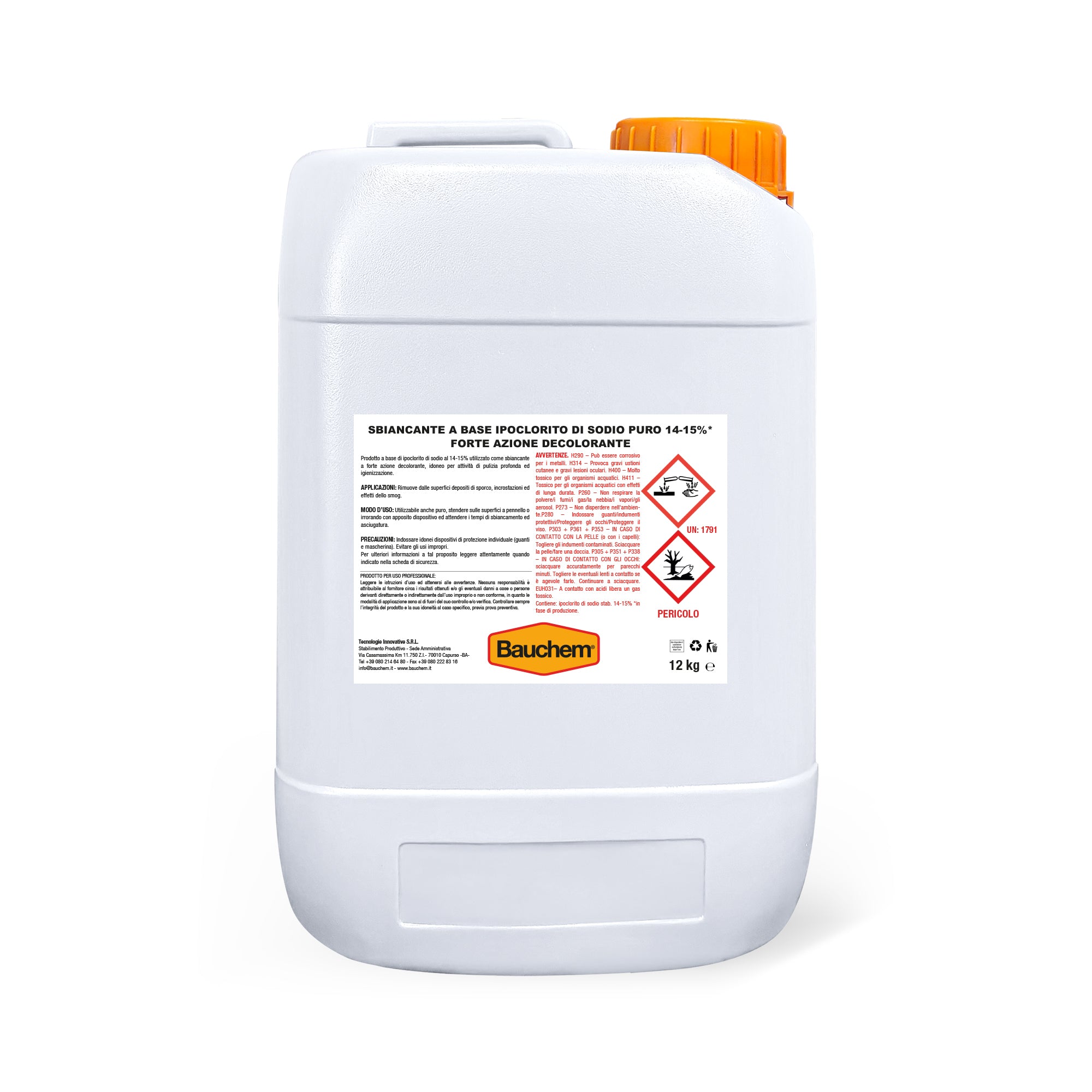 SBIANCANTE IPOCLORITO SODIO PURO 14%. Forte azione decolorante