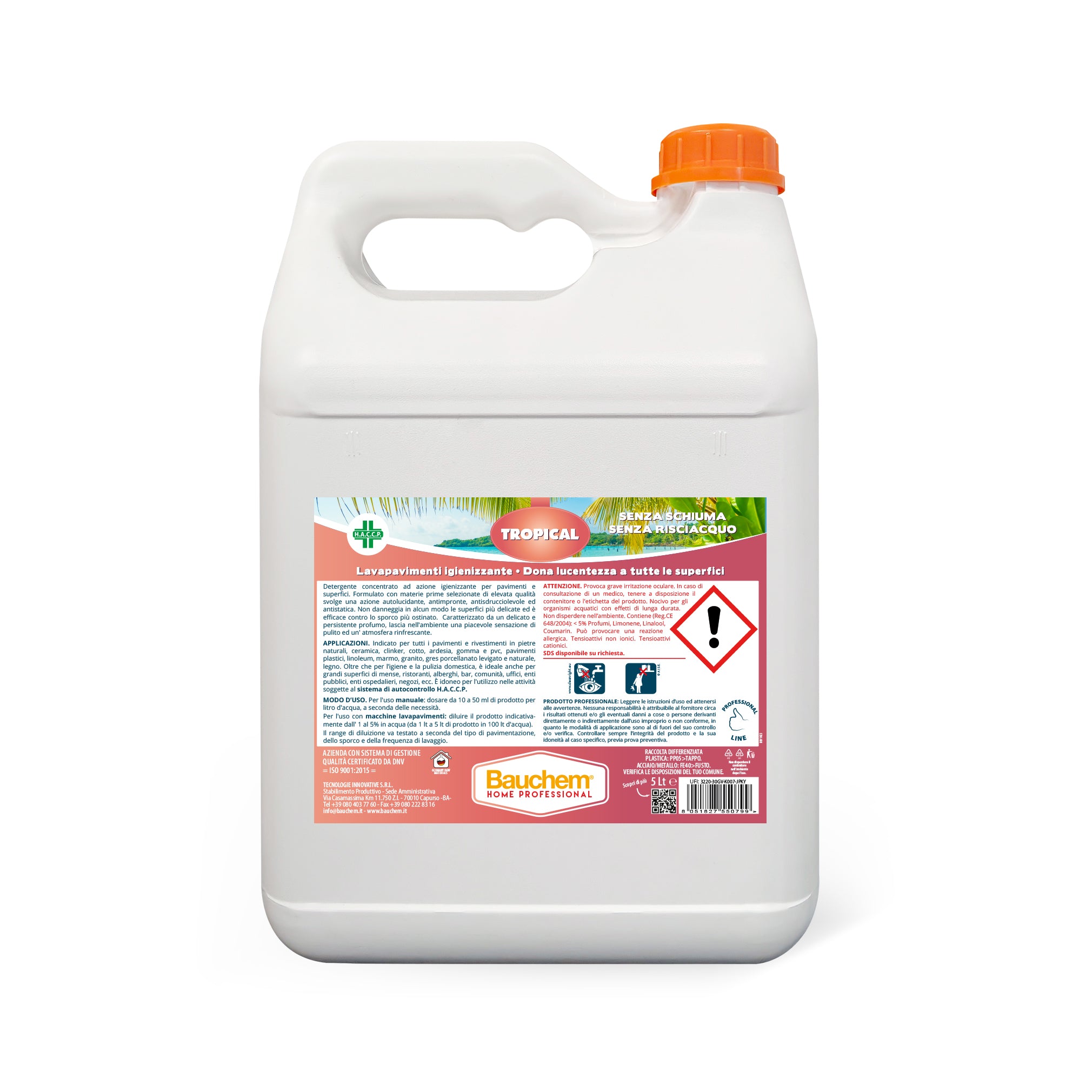 TROPICAL. Lavapavimenti igienizzante autolucidante, antimpronte senza risciacquo